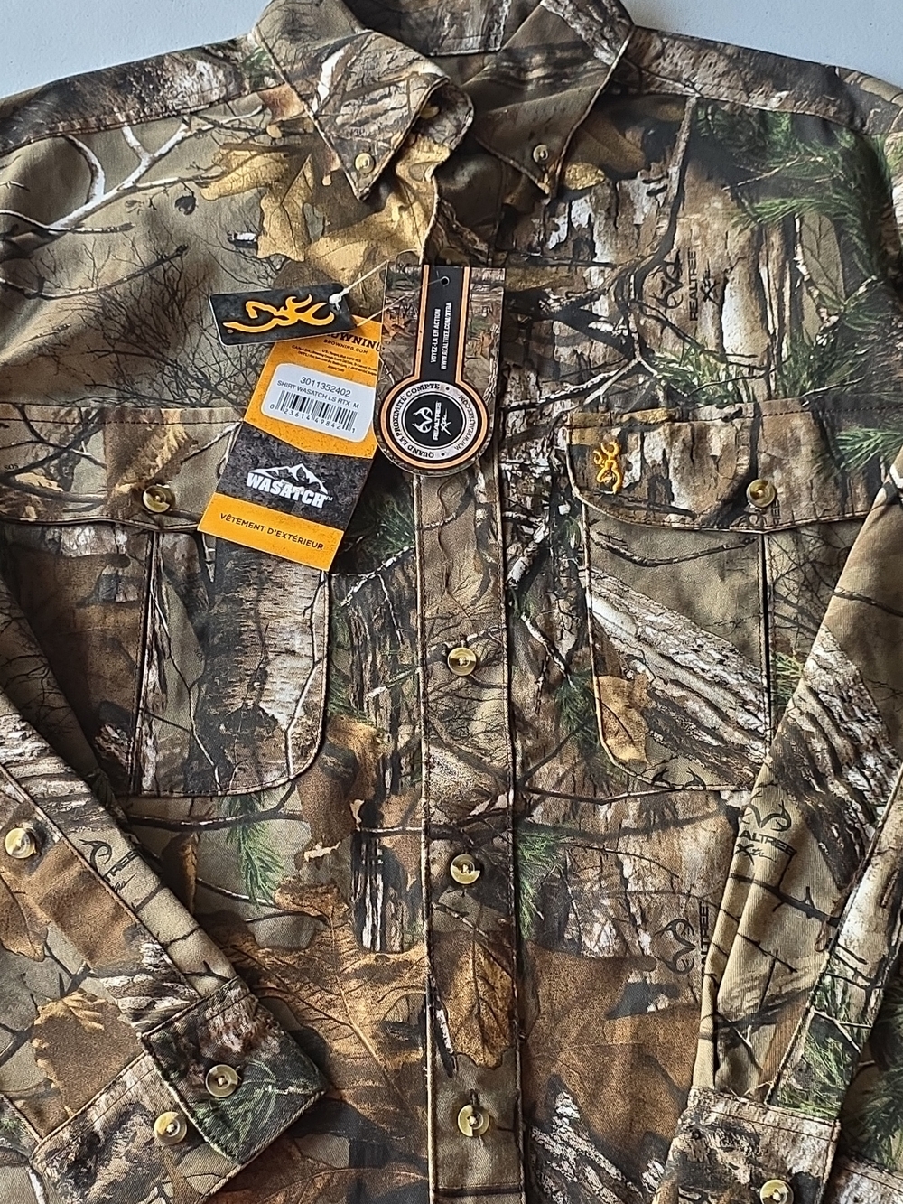 Browning Men's Realtree-Style Camo Field Shirt in Brown and Green